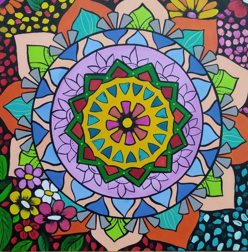 mandalas-sobre-bastidor-de-madera-de-cuarenta-centímetros-por-cuarenta-centímetros-pintura-realizada-al-acrílico-colores-variados-fondos-de-color-negro-irene-lblanc-arte-
