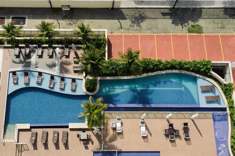 Vista aérea de um condomínio no Rio de Janeiro - Fotografia profissional institucional  e corporativa para empresas de arquitetura, design de interiores e construtoras