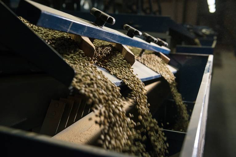 Máquina de separação de café do grupo Sendas em Varginha em Minas Gerais - Fotografia profissional institucional  e corporativa para empresas