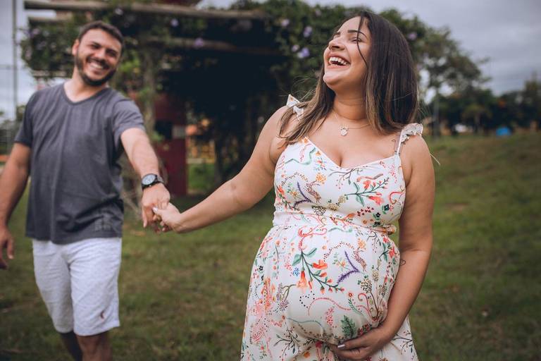 foto de gestante no parque