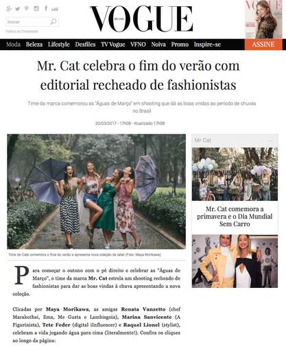 Vogue Mr. Cat Águas de Março com Embaixadoras da marca clicadas por Maya Morikawa