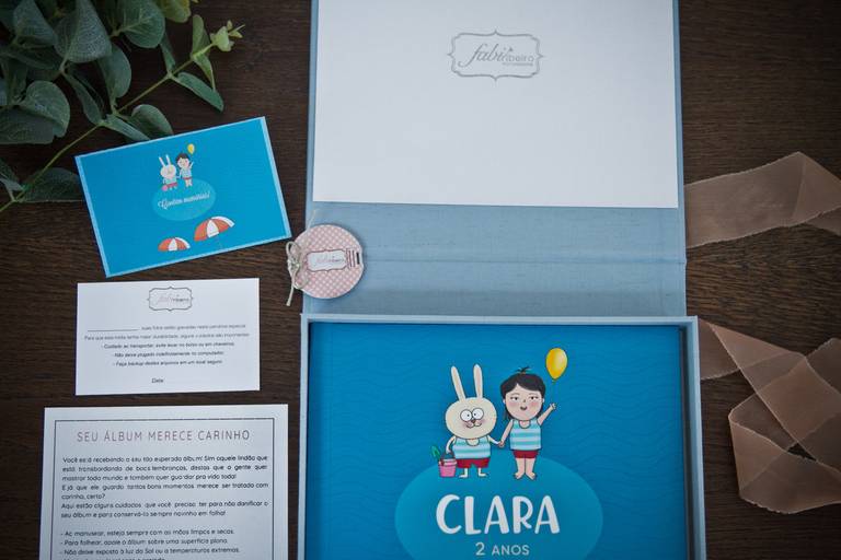 Álbum de festa infantil com caixa artesanal