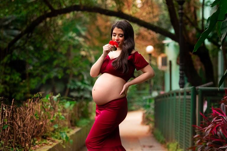 Ensaio Fotográfico de Gestante no Orquidário em Santos