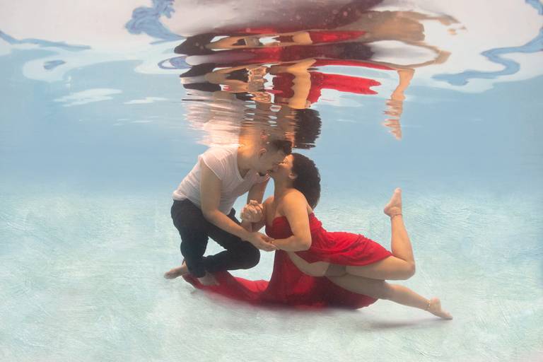 Ensaio molhado; ensaio sub aquático; ensaio underwater