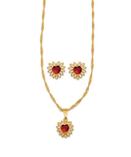 Conjunto de Brincos e Gargantilha Vermelho Folheados a ouro com pedras sintétic
Ref. 44257.7
R$34,90