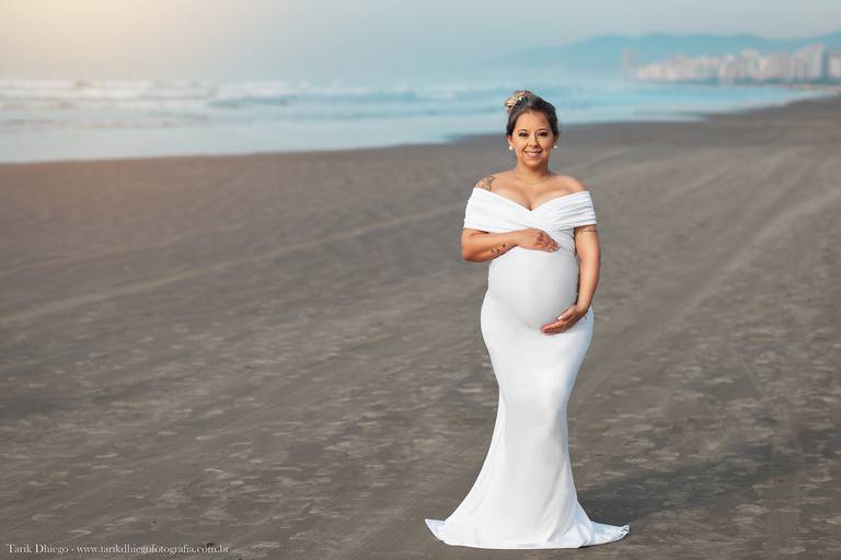 ensaio gestante lais, são paulo, praia grande, litoral, figurino branco para ensaio gestante
