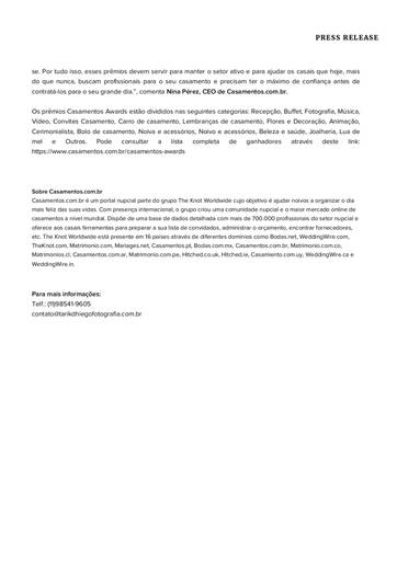 Press release Casamentos Awards 2021