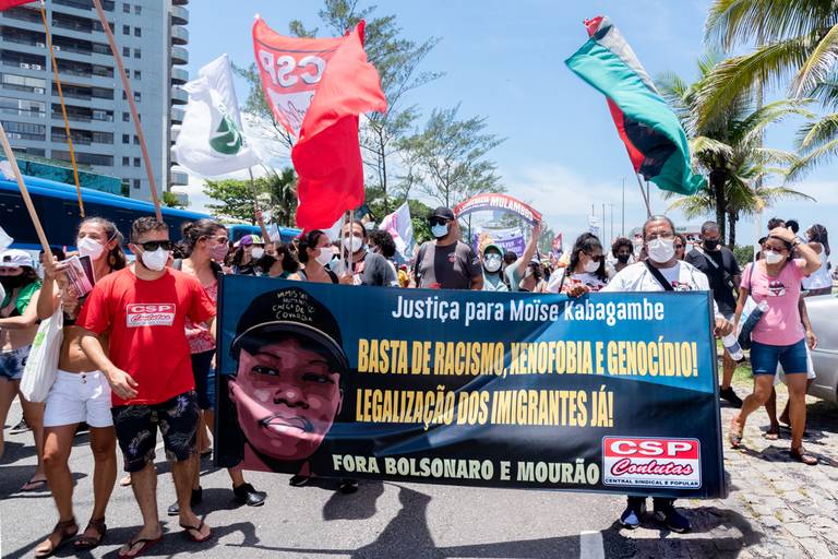 Manifestação contra o  assassinato do congolês Moïse 