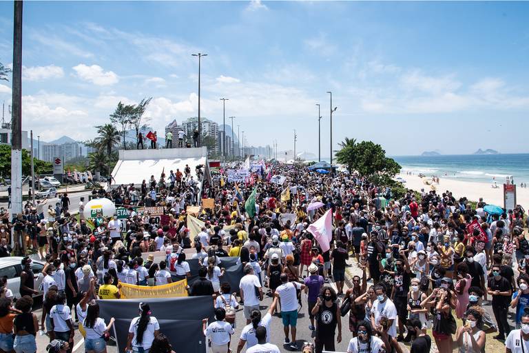 Manifestação contra o  assassinato do congolês Moïse Kabagambe.