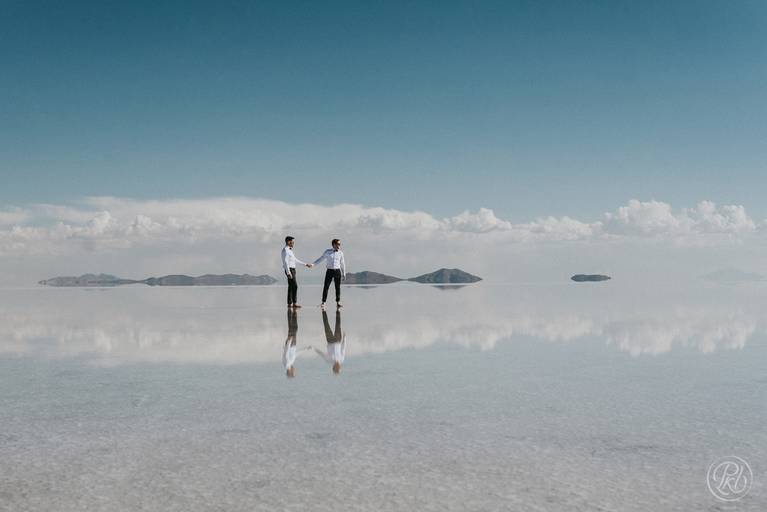 Uyuni Salt flats photoshoot Bolivia, mirror reflection 
