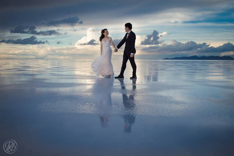 Uyuni Salt flats photoshoot Bolivia, mirror reflection 