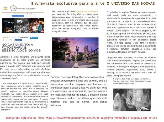 link para a entrevista completa https://www.universodasnoivas.com.br/no-casamento-fotografa-e-essenc1a-dos-noivos