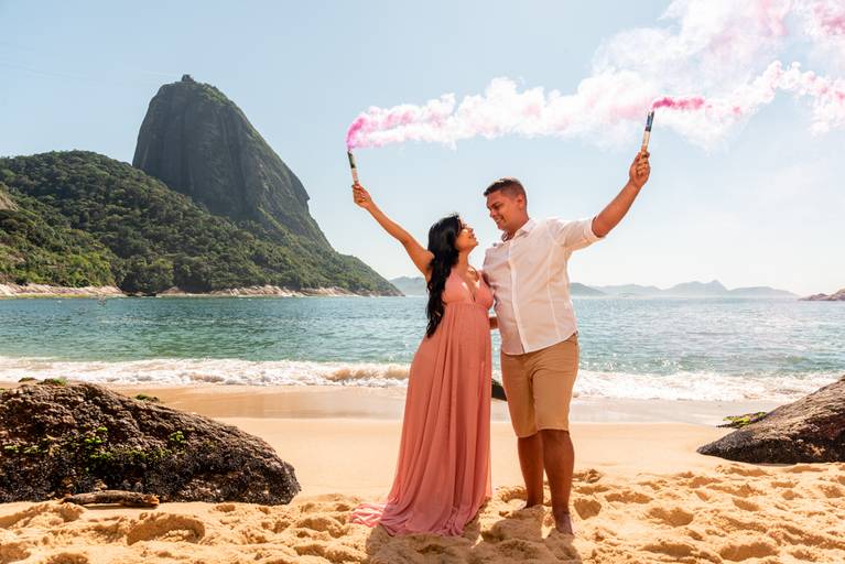 Descobrindo o sexo do Bebê na praia