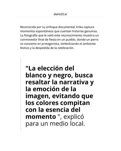 Foto ganadora. Erika Fayolle. Blanco y negro. Final de fiesta. Erika Fayolle