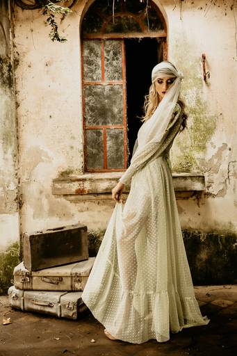 Novia Vintage años 20 en casa antigua. Valijas. Bridal. Erika Fayolle