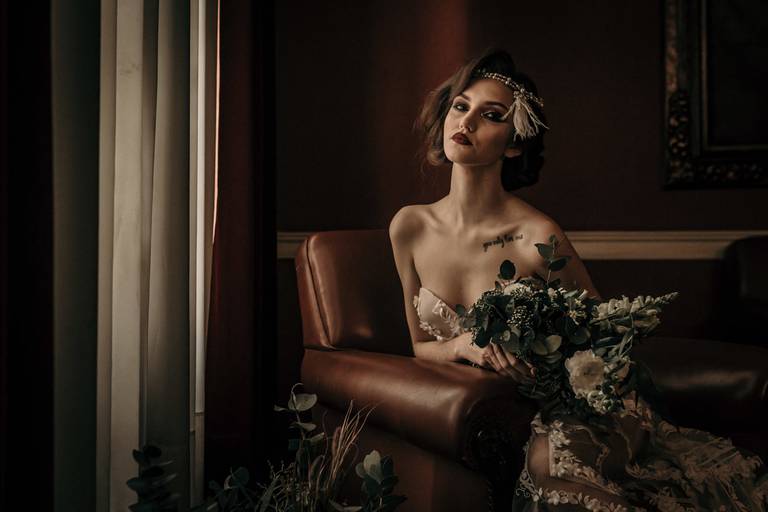 Novia estilo charleston. Fotografía Erika Fayolle