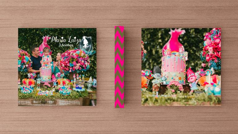 Álbum de fotos aniversário de menina tema Trolls