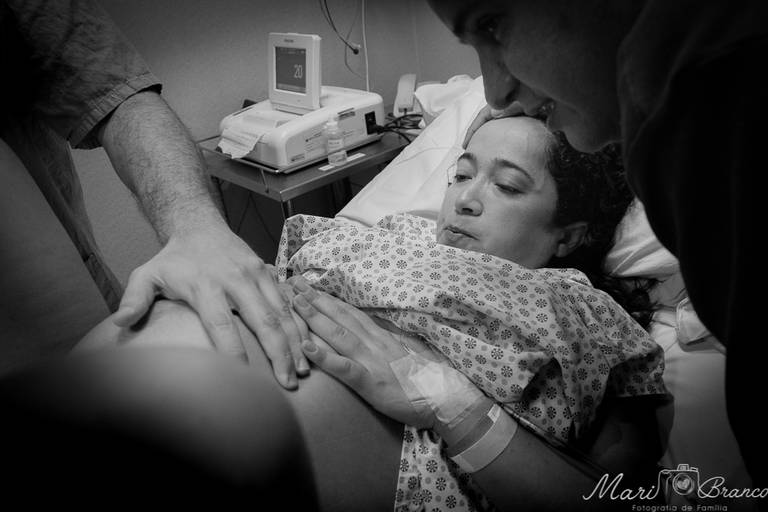 Fotografia de parto normal em Maternidade Santa Lucia Botafogo RJ