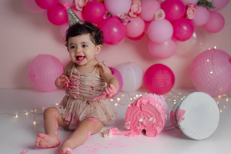 Sessão fotográfica 1 aninho smash the cake menina estúdio Freguesia Jacarepagua Rio de Janeiro