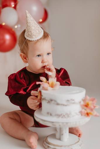 Sessão Cake Smash 1 aninho com bolo menina clean
