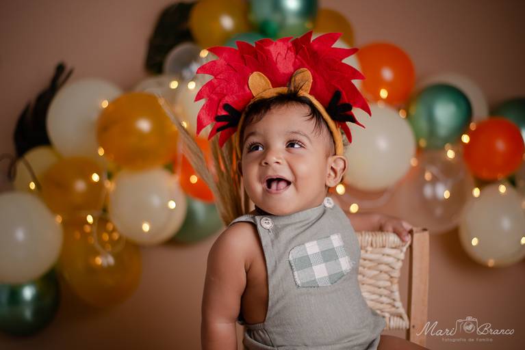 Ensaio Smash the cake menino Rei leão estúdio Freguesia Jacarepagua Rio de Janeiro