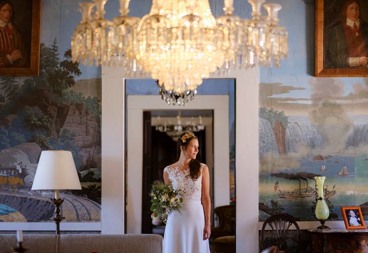 fotografia da noiva na Casa Grande do Fontão