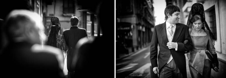 noivo com a mãe no percurso para a igreja