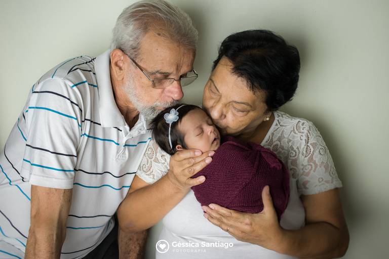 Foto com os avós - Newborn - RJ