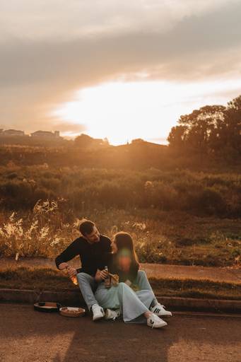 Ensaio casal com pizza