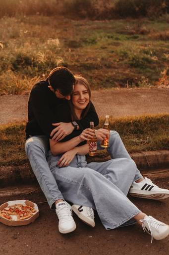 Ensaio casal com pizza