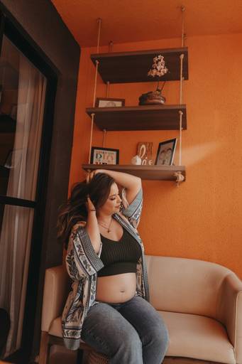 ensaio de gestante em casa