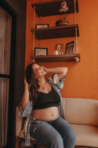 ensaio de gestante em casa