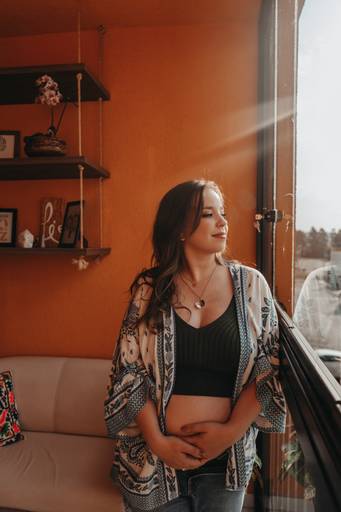 ensaio de gestante em casa