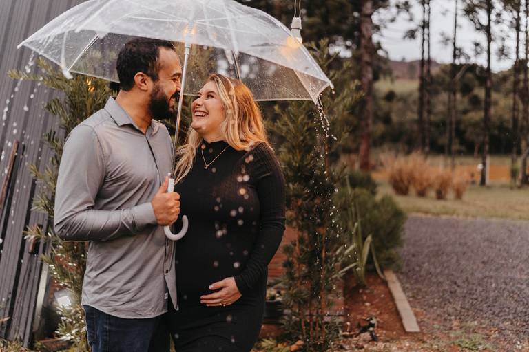 ensaio gestante na chuva