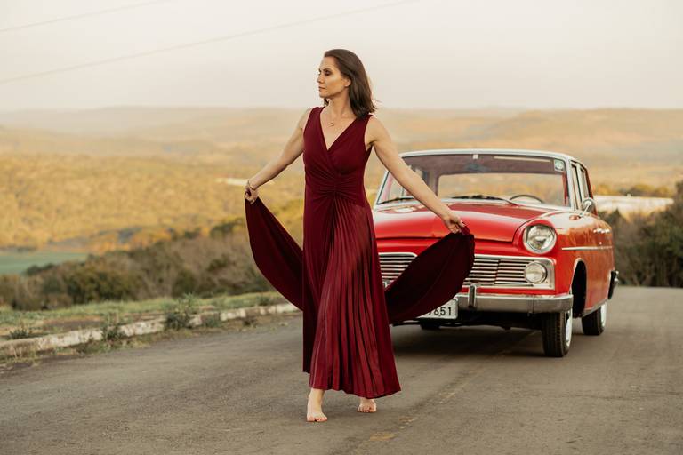 ensaio fotográfico com carro antigo