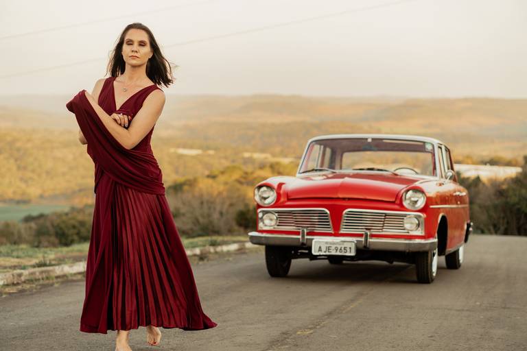 ensaio fotográfico com carro antigo