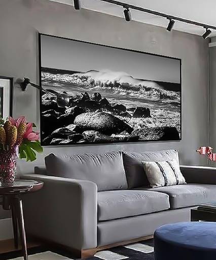 Foto PB em adesivo para sala de estar