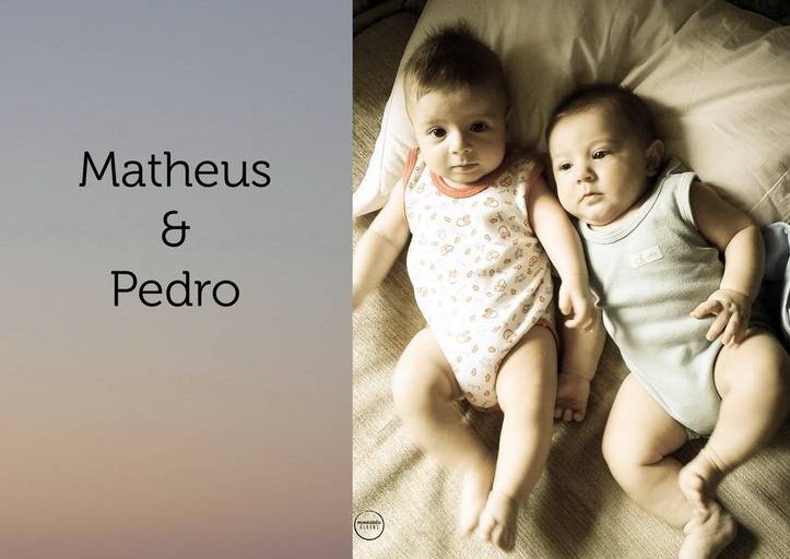 álbum da maternidade até o primeiro ano dos gêmeos Matheus e Pedro