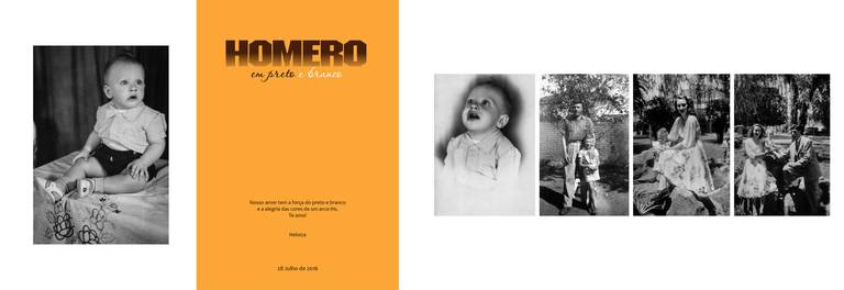 Página de abertura do álbum Homero em preto e branco
