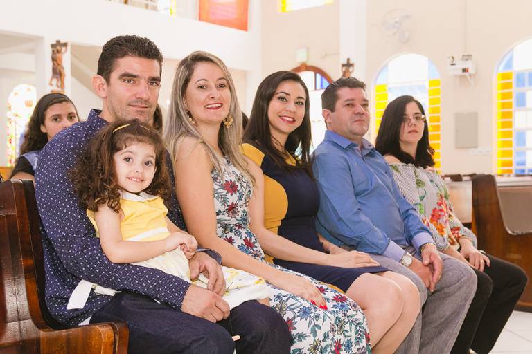 Batizado da pequena Amanda na Igreja Nossa Senhora do Bom Conselho, em São Paulo.