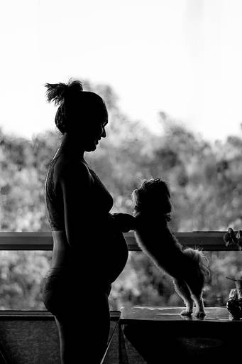 Ensaio gestacional book gestante em casa