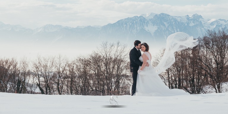 Wedding Destination-Best Photographer-Love the dress-Snow-Swiss