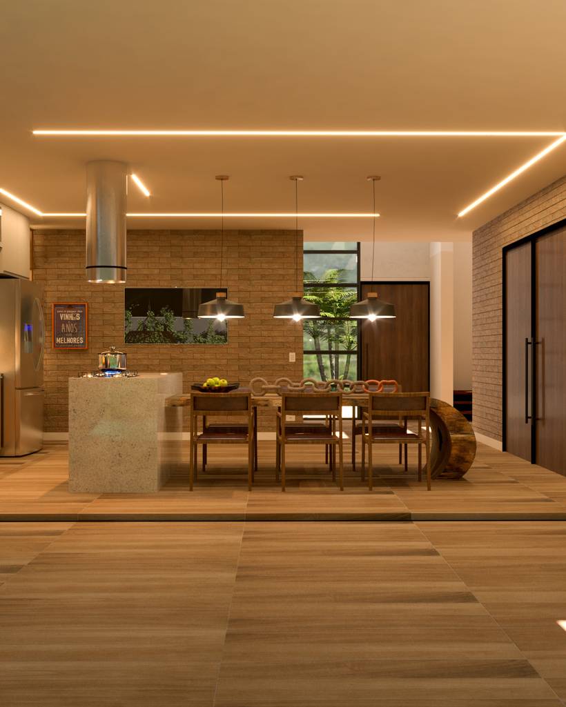 Área gourmet com vibe natural e muito conforto