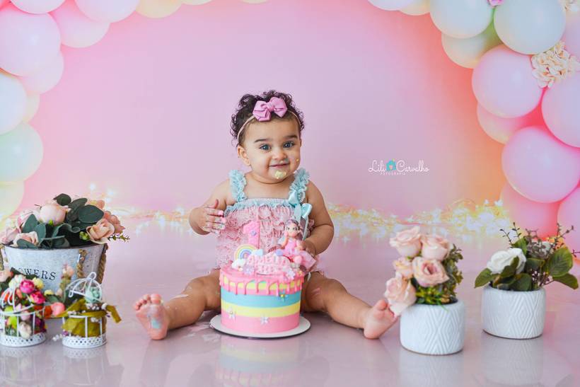 Fotografia de aniversário ( 1 ano, smash the cake) MENINAS