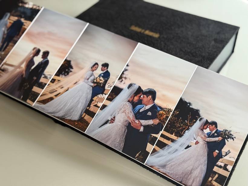 Álbum 20X30 em tecido elegante com gravação a laser