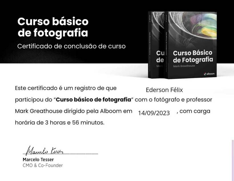 Certificado Curso Básico de fotografia