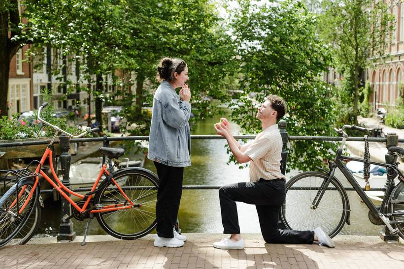 Surprise engagement proposals in Amsterdam