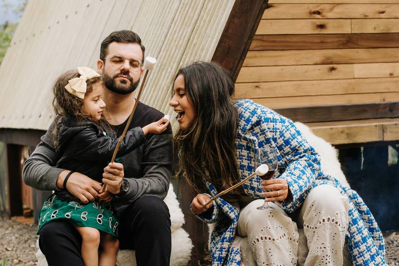 Adry, Diego e Olga no Chalé Suiço Rocinha