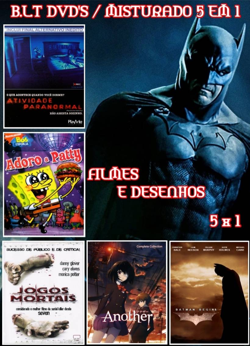 Capa de dvd 5x1 filmes e desenhos